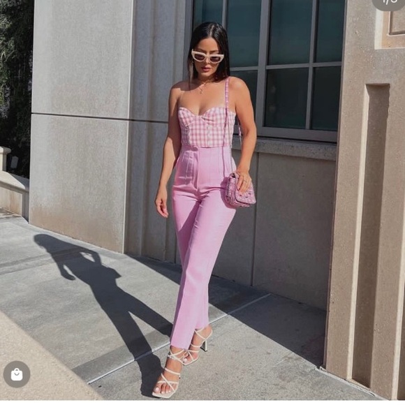 Zara High Waist Slim Fit Trousers Pink - - Picture 8 of 11